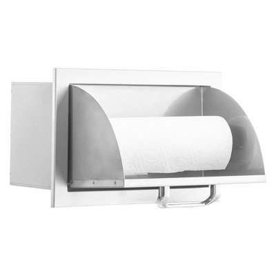 Îlot de cuisine Mont-Alpi Signature 260 Series 16 po x H 11 po x P 9 po pour îlot de cuisine extérieur en acier inoxydable 304 de qualité commerciale avec tirette et porte-serviettes en papier et poignées de style traditionnel et contemporain - fabriqué aux États-Unis - Garantie à vie
