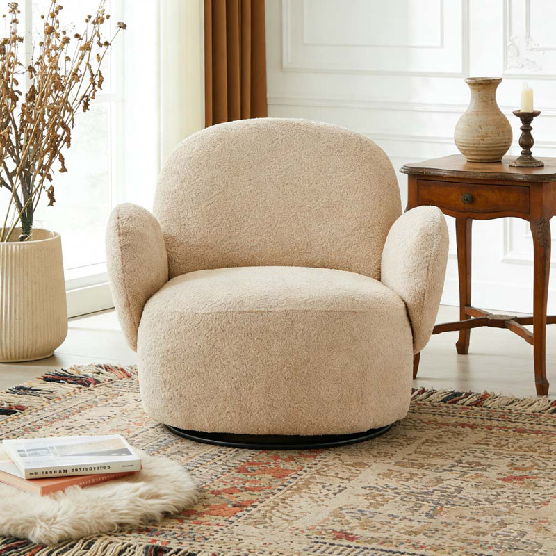 Chaise d'appoint pour le salon avec fonction pivotante, Beige