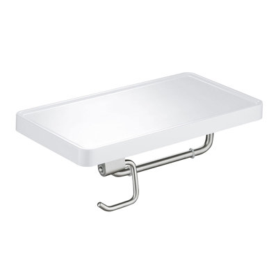 Porte-papier hygiénique avec tablette Deco nickel brossé KBA1207BN, simple