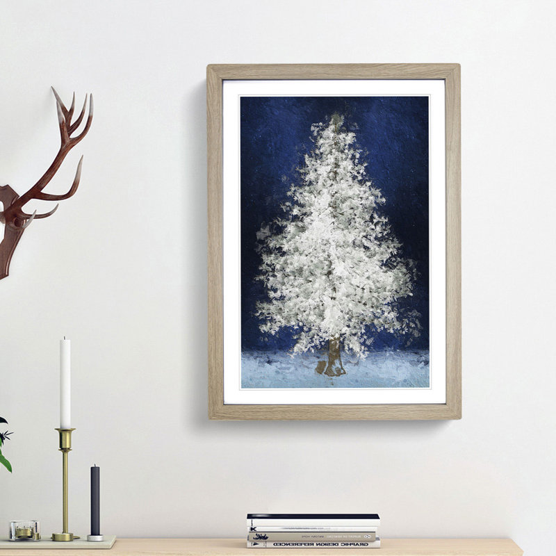 Tree at Winter - Picture Frame Painting Print, 36cm H x 27cm W x 2cm D, Oak Framed