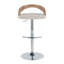 Tabouret de bar pivotant réglable en métal chromé, bois blanchi et tissu d'avoine avec repose-pieds arrondi en forme de T - Paquet de 2