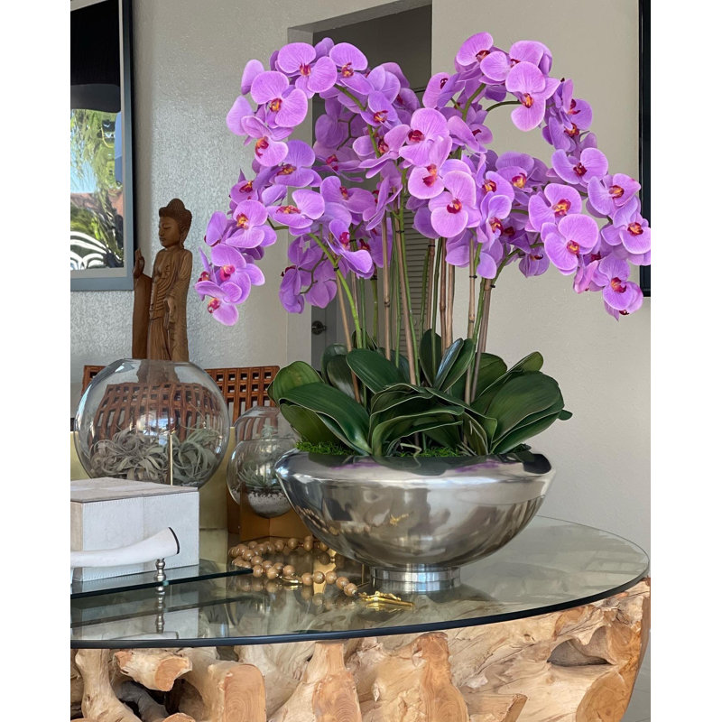 Orchid Floral Arrangement in Planter, Light Purple