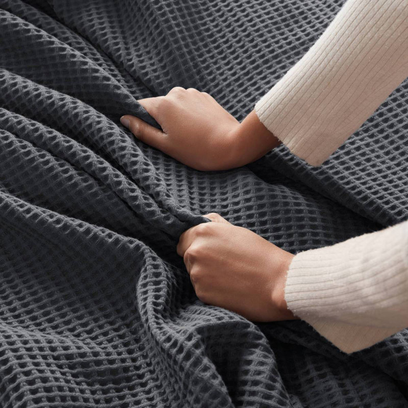 1PC Cotton Blanket, Simple, Dark Gray