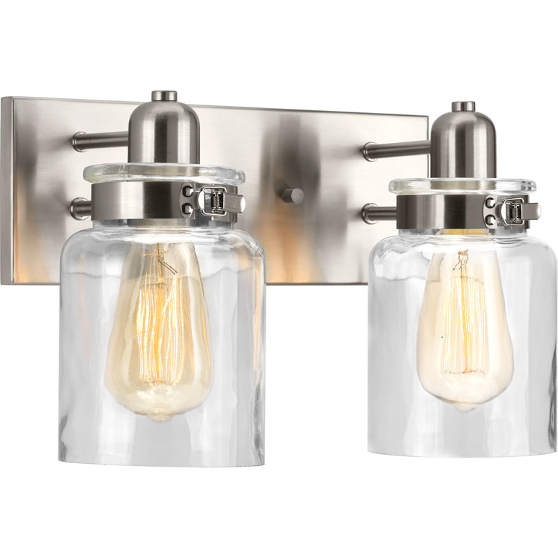 Lumière de meuble-lavabo à intensité variable, Nickel brossé, Deux lumières, H 8,625 po x l 13,25 po x P 6,875 po