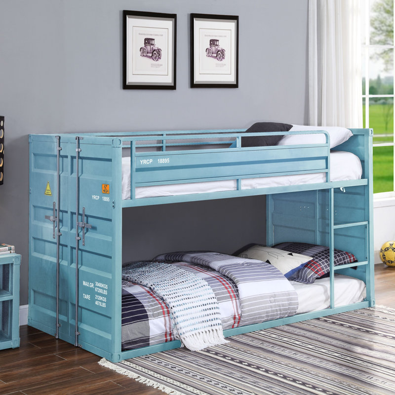 Cargo Aqua Finish Twin/Twin Bunk Bed, Aqua