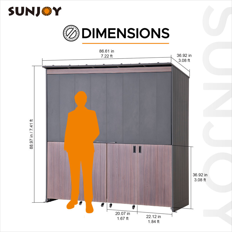 Station de cuisine / gril d'extérieur 7 pi x 3 pi avec porte basculante et portes coulissantes pliantes SUNJoy pour un espace compact