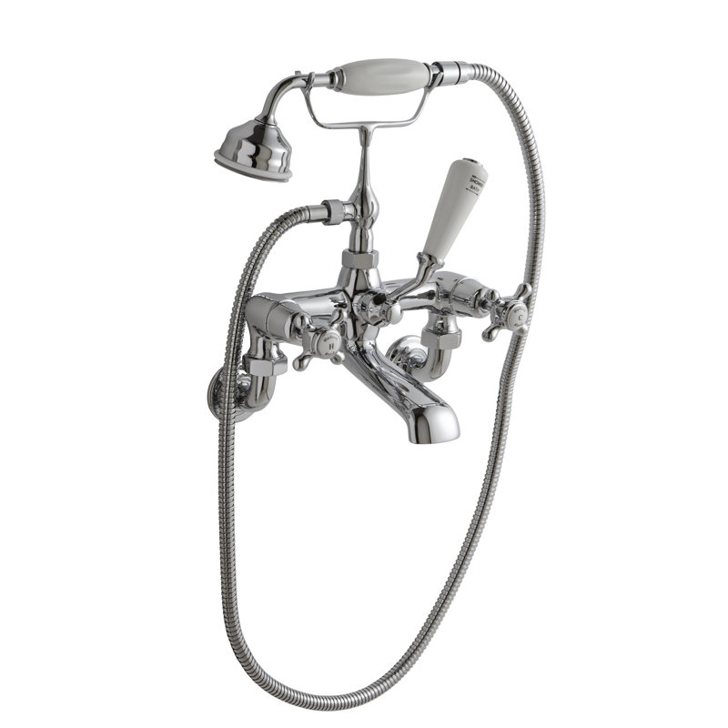 Topaz 3 Handle Wall Bath Shower Mixer Bath Filler with Diverter