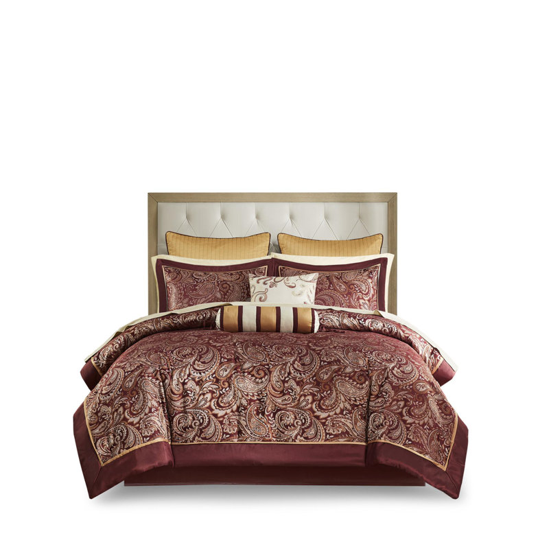 Polyester Jacquard Comforter 3 Piece Set, California King Comforter + 11 Additional Pieces, Navy