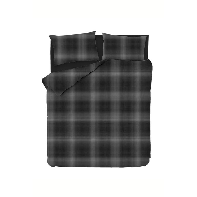 Ensemble de housse de couette noire Dossantos, Housse de couette double + 2 taies d'oreiller trè