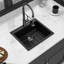 Quartz Sink - 25x22" Black, With Smooth And Surfaces For Reduced Dirt Black Kitchen 25x22", Advanced Composite A Cleaner