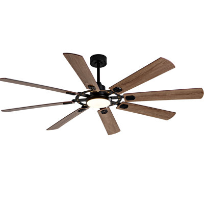 Grand ventilateur de plafond avec lumière: ventilateur de plafond moderne à 8 pales avec télécommande - grand ventilateur noir à intensité variable pour l'intérieur, réversible, moteur à courant continu silencieux à 6 vitesses
