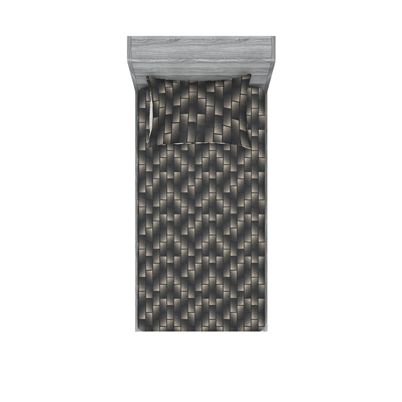 Drap-housse et taies décoratives 3 pièces Ambesonne, Ensemble de draps pour lit simple avec 1 taie d'or