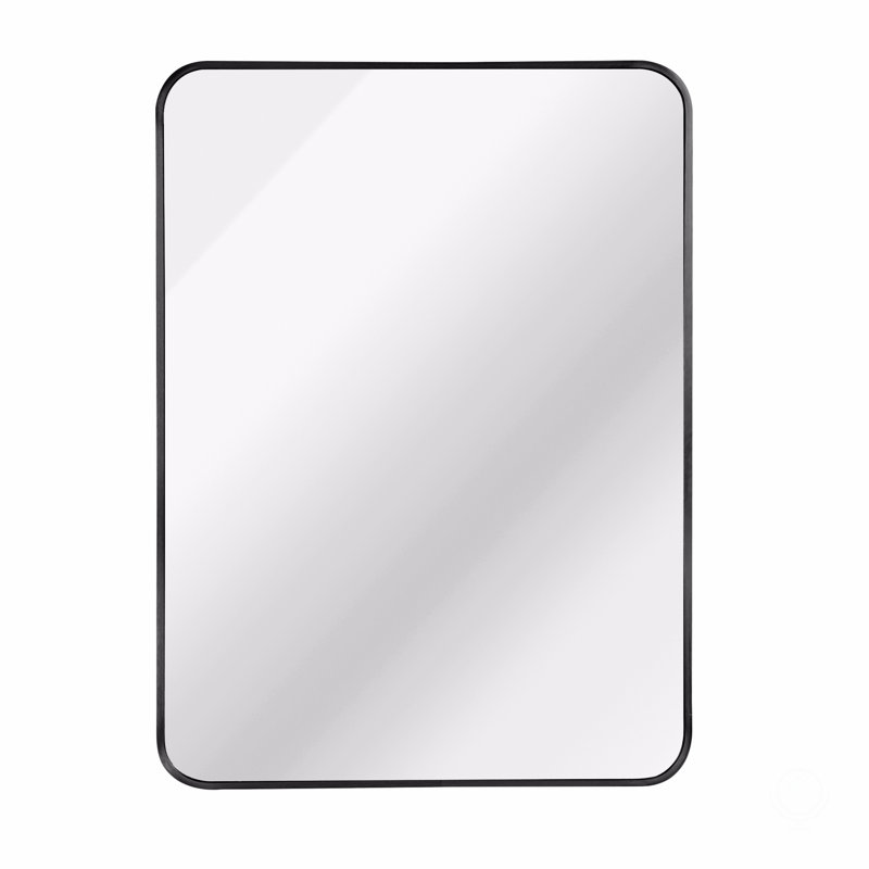 24X32 Inch Metal Framed Rectangular Bathrrom Mirror, Black, Rectangle, 32" x 24"