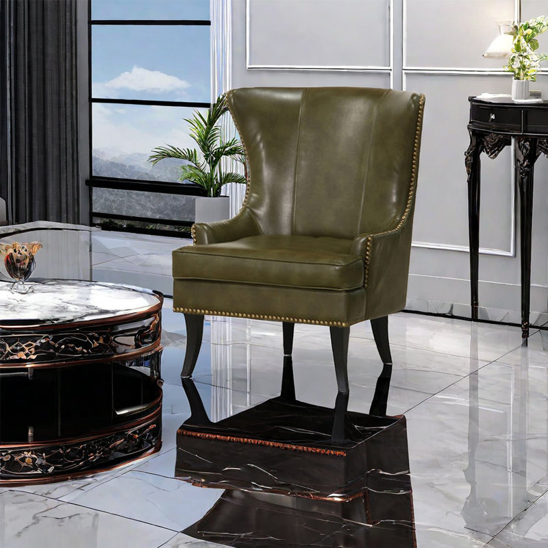 Fauteuil inclinable en cuir avec rivets, Vert