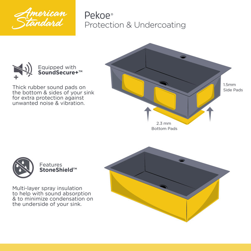 Évier de cuisine avec grille d'évier, crépine et trousse de réparation encastrable L 35 po x l 18 po Pekoe