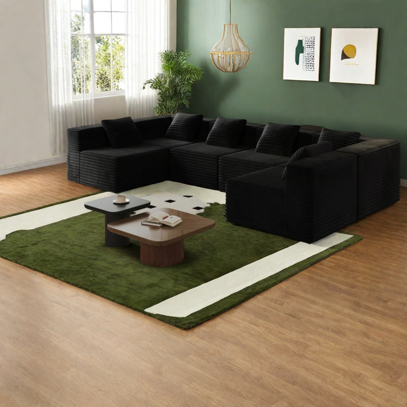 Canapés modulaires confortables, revêtus de velours côtelé, style moderne pour la maison