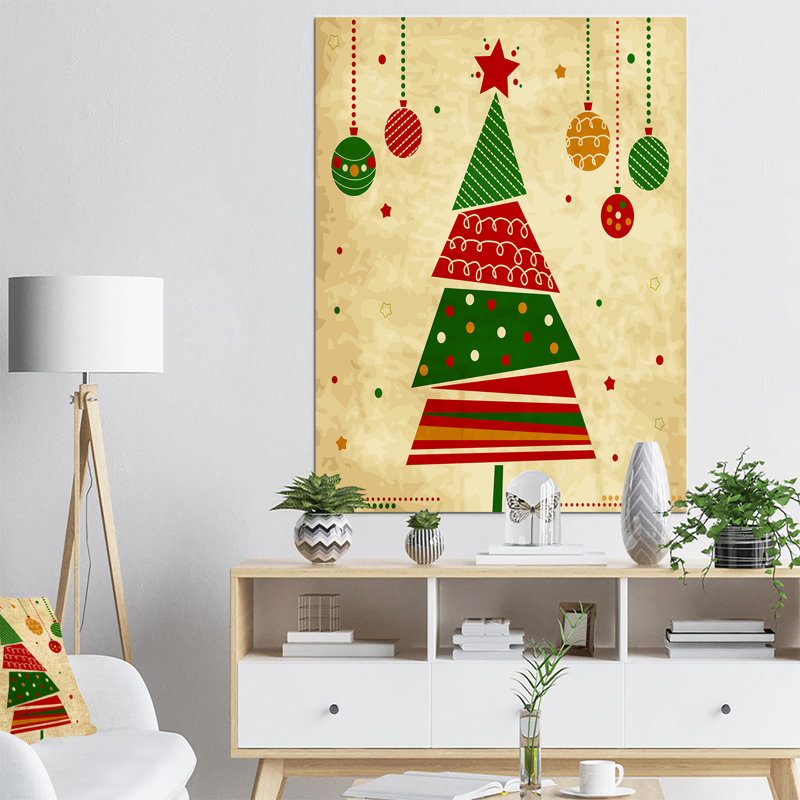 «Deconstrstruction Abstract Red and Green Christmas Tree», peinture, H 20 po x l 12 po x P 1po, H 46 po x l 36 po x P 1,5 po