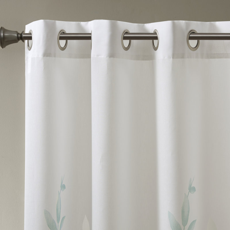 Aqua Sheer Botanical Grommet Window Panel