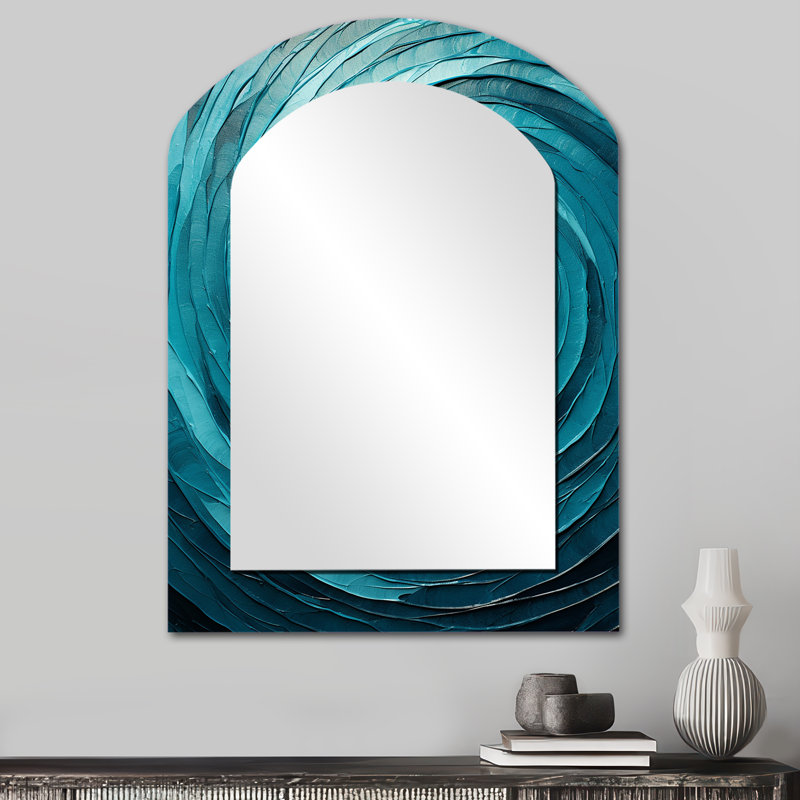 Miroir mural bleu sarcelle avec torsion Tranquility Spiral II, 34 po x 25 po