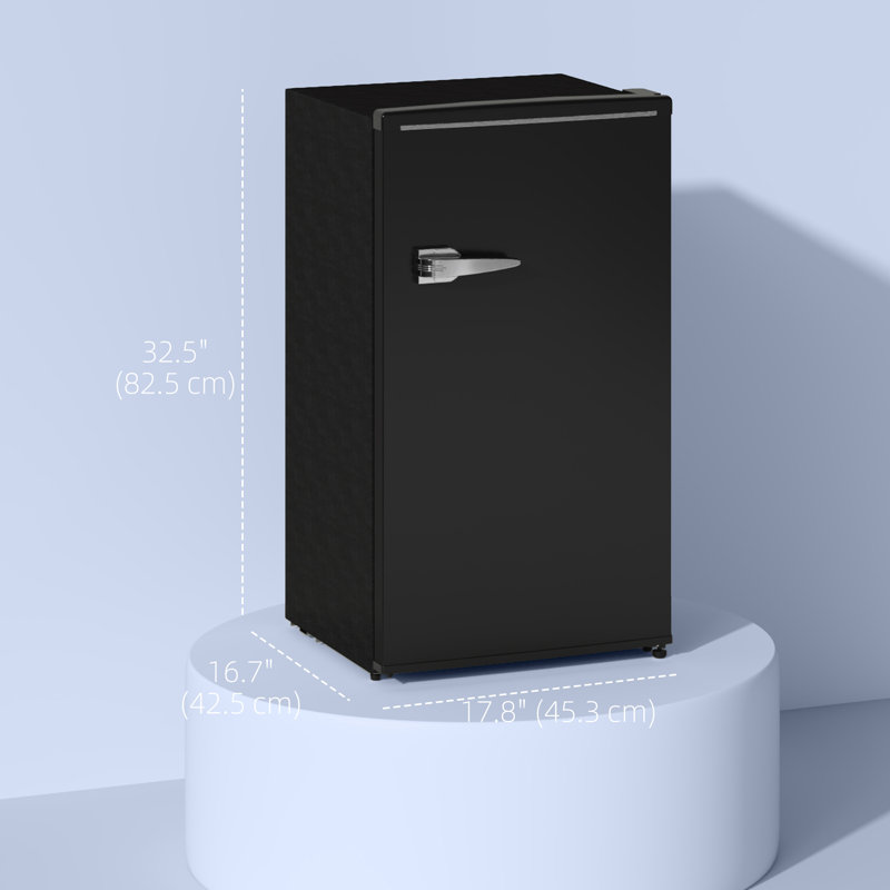 3.1 Cu. Ft Retro Mini Fridge with Adjustable Thermostat,, Black