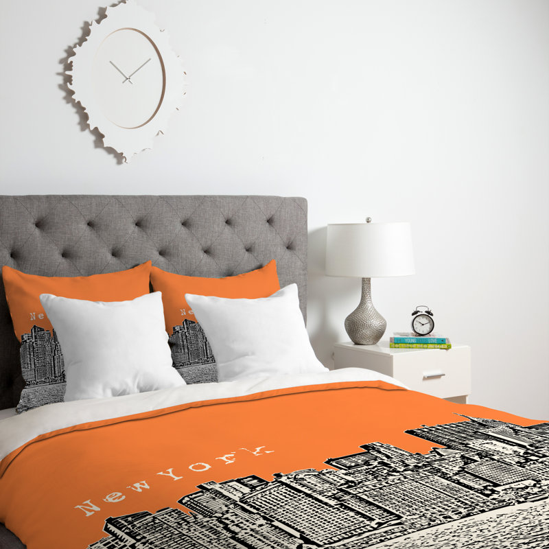 Bird Ave Modern & Contemporary Polyester Duvet Cover, Orange, Twin