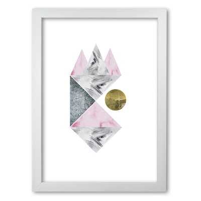 Pink And Grey Abstract Triangles - Print