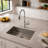 Pull‑Down High‑Arc Single‑Handle Kitchen Sink Faucet with 3‑Function Spray Head and 10‑Inch Deck Plate, Modern Kitchen Faucet,Brushed Nickel-59052246