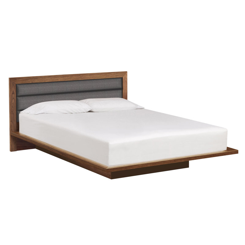 Moduluxe Upholstered Bed, King, Saddle Cherry, Hemp Fabric