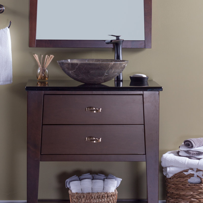 Novatto 17'' Stone Circular Bathroom Sink, Brown Tones