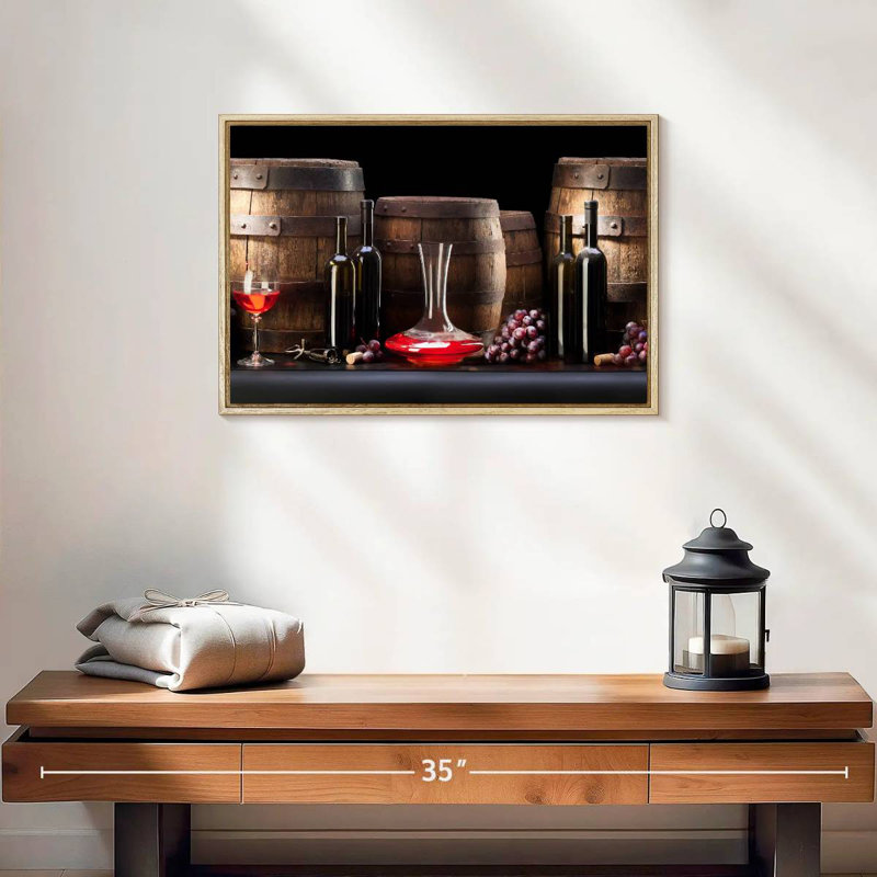 Réserve de vin, 19 po x 13 po, Cadre flottant en bois naturel