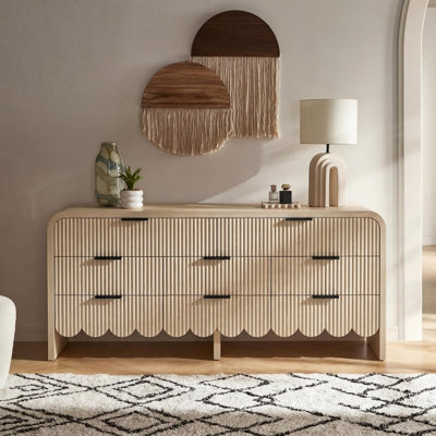 Commode 8 tiroirs avec panneau ondulé cannelé