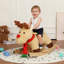 Cheval à bascule pour enfants avec chanson berceuse, orignal à bascule avec marionnettes et ceinture de sécurité pour enfants de 1 à 3 ans