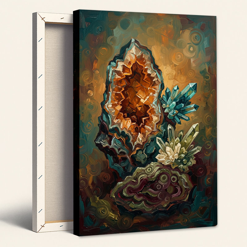 Toile orange sur fond de tourbillons, 18"H x 12"W
