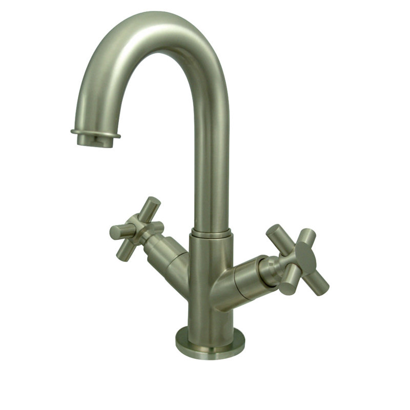 Robinet pour salle de bain avec poussoir et plaque de plancher optionnelle Concord, Nickel brossé