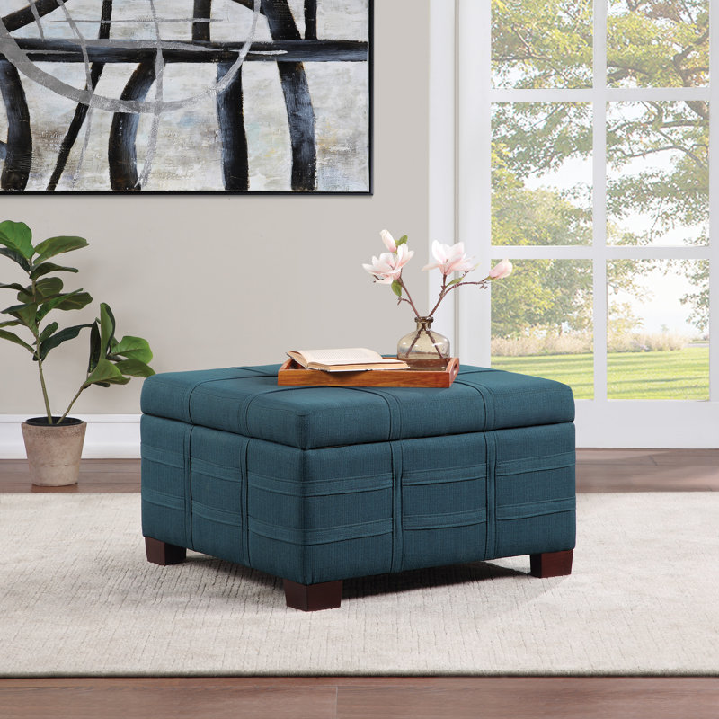 Upholstered Ottoman, Azure Polyester