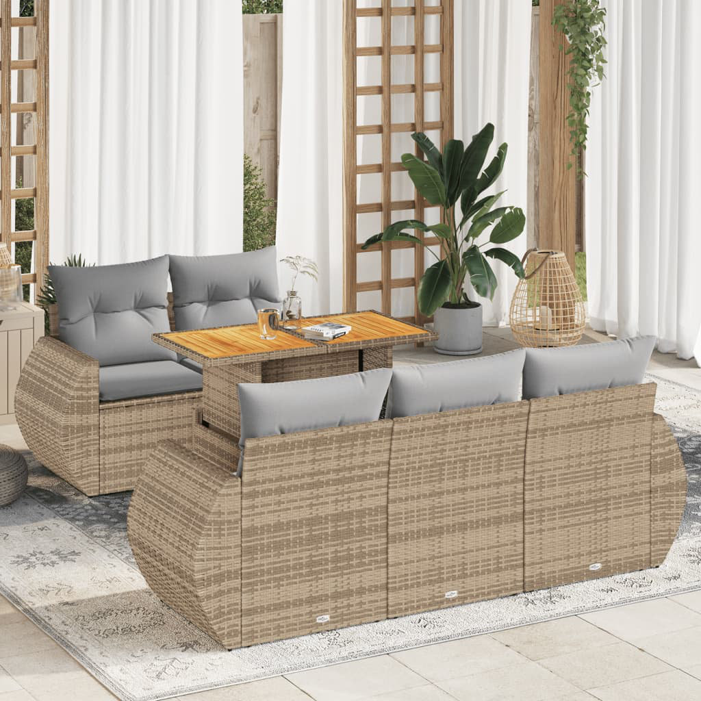 6-Tlg. Garten-Sofagarnitur Mit Kissen Poly Rattan