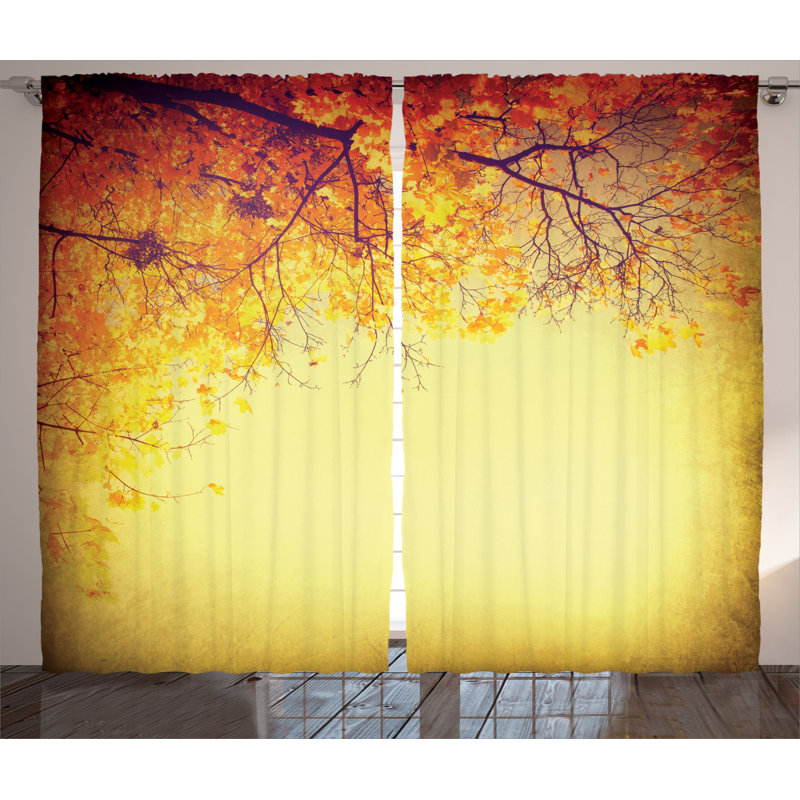 Leaves Semi-Sheer Rod Pocket Curtain Panels, 54" x 63"