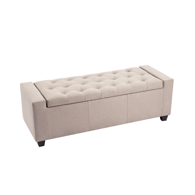 Banc de rangement avec repose-pieds Ayob, Beige