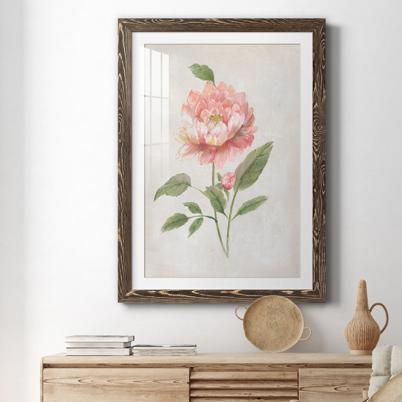 Grandiflora III - Peinture encadrée, H 44 po x l 31 po x P 1 po, Encadré de bois de noyer