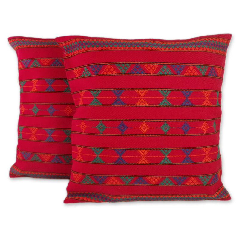 Embroidered Cotton Reversible Pillow Cover