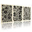 Plantes et fleurs, motif floral noir sur fond crème, ensemble de 3 impressions murales sur toile-1126895907