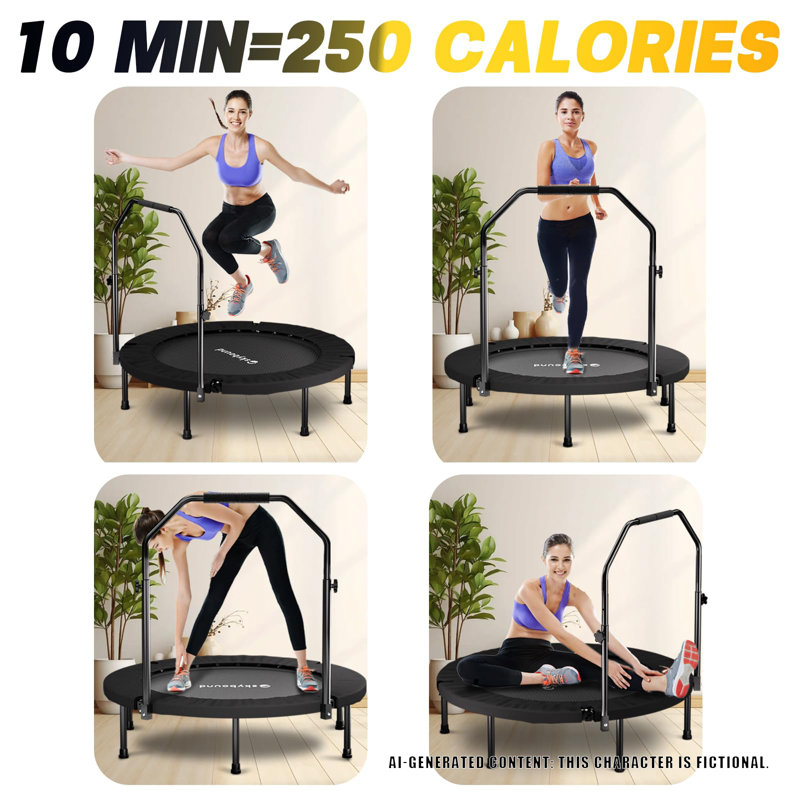 40 Inch Foldable Fitness Trampoline With Adjustable N-shape Handle