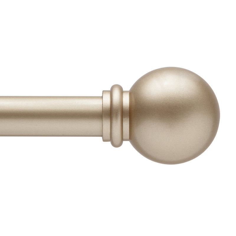 Chelsea Soft Brass Adjustable Curtain Rod with Ball Finials, 48-86 inch