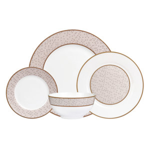 Mosaic Bone China 16 Piece Dinnerware Set, Service For 4