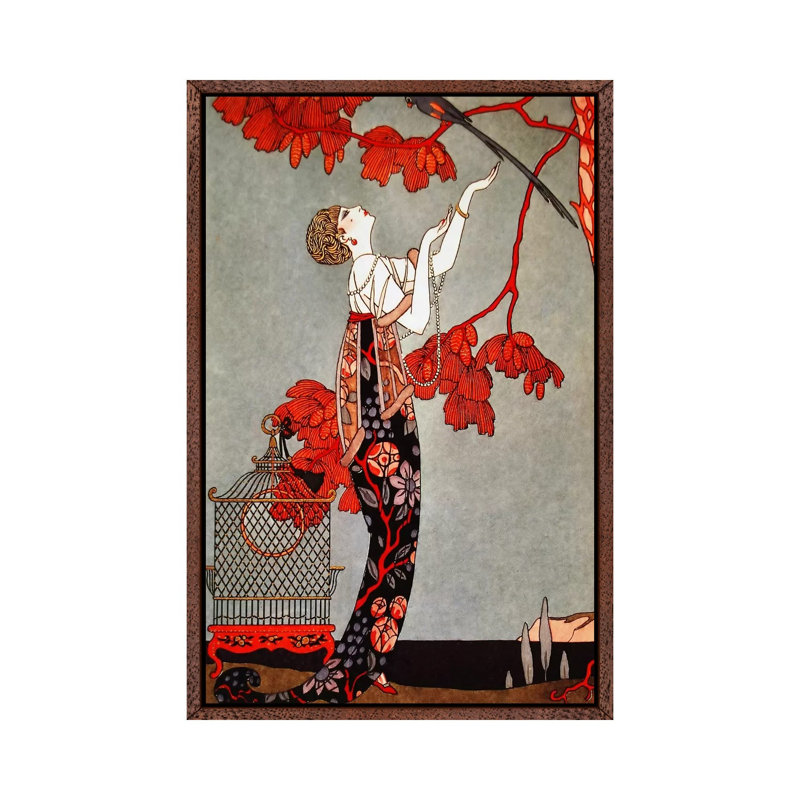 1914 Oriental by George Barbier - Print on Canvas, Classic Brown Wood Framed Canvas, 66.04 cm H x 45.72 cm W
