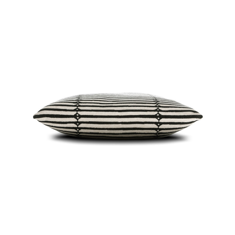 Luxe Square Indoor/Outdoor Pillow Cover & Insert, 20"H X 20"W, Striped 1, Ebony