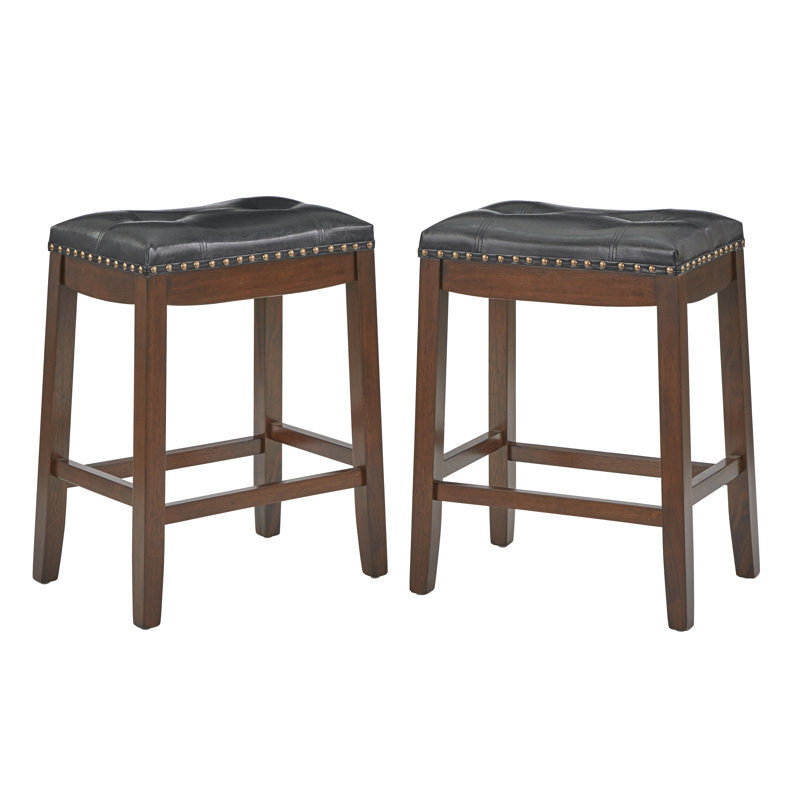 Tabouret de selle rembourré 24 po Brenner, Brun, Noir