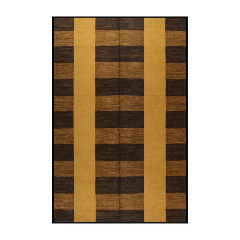 Machine Washable Botanical Brown Area Rug, Rectangle 7' x 9'