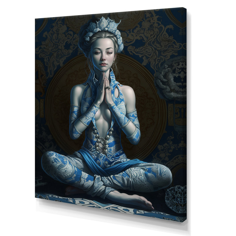 «Blue Yogini Meditation Spiritual Elegance I», reproduction sur toile, H 40 po x l 30 po, Toile tendue