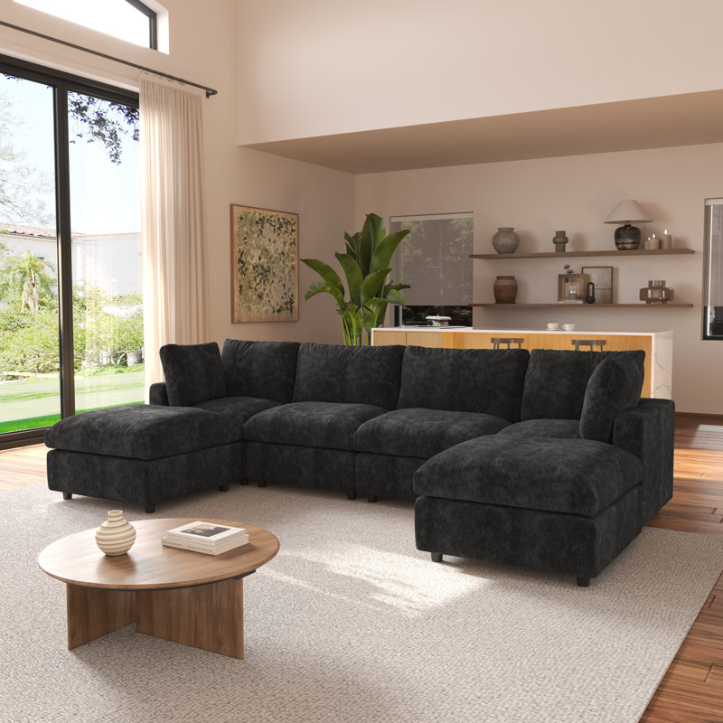 Kessi 6-piece Slipcovered Sectional, Black